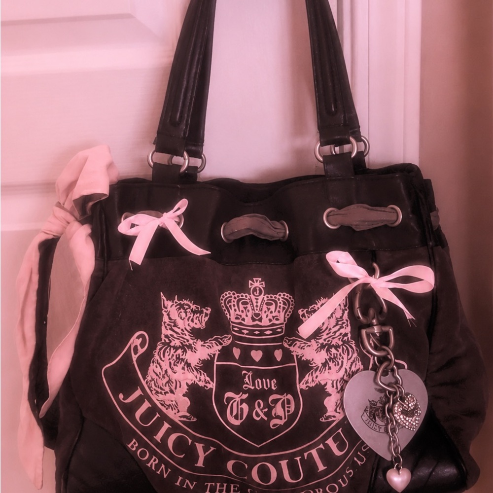Vintage Juicy Couture gray and pink daydreamer tote